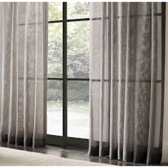 NEW! Hardware Italian Linen Mesh Sheer Drapery- GRAY, 50" X 120" - Picture 2 of 8